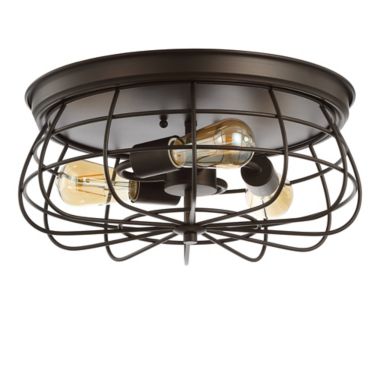 JONATHAN Y Calvia 3-Light Farmhouse Cage Flush Mount in Oil Rubbed Bronze | Bed Bath & Beyond