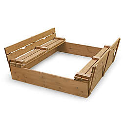 Badger Basket Convertible Cedar Sandbox with Bench Seats in Natural