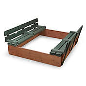 Badger Basket Convertible Cedar Sandbox with Bench Seats in Green