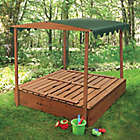 Alternate image 1 for Badger Basket Convertible Cedar Sandbox with Canopy and Bench Seats in Natural