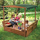 Alternate image 2 for Badger Basket Convertible Cedar Sandbox with Canopy and Bench Seats in Natural