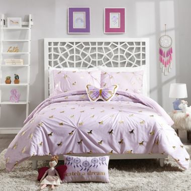 Jessica Simpson Fiona Unicorn 4-Piece Full/Queen Comforter Set in Purple. View a larger version of this product image.