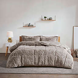 Intelligent Design Malea Shaggy Faux Fur 3-Piece Reversible King Comforter Set in Grey
