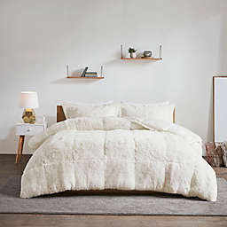 Intelligent Design Malea Shaggy Faux Fur 3-Piece Reversible King Comforter Set in Ivory