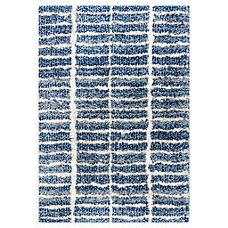 JONATHAN Y Merida Stacked Grid Shag 5' x 8' Area Rug in Indigo Blue