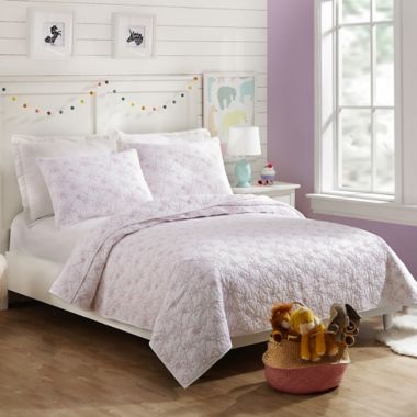 Jessica Simpson Flower Heart 3-Piece Full/Queen Quilt Set in White. View a larger version of this product image.