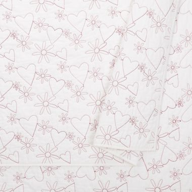 Jessica Simpson Flower Heart 3-Piece Full/Queen Quilt Set in White. View a larger version of this product image.