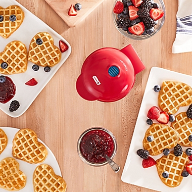 Dash&reg; Heart Mini Waffle Maker in Red. View a larger version of this product image.