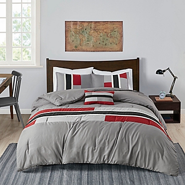 Mi Zone Pipeline Twin/Twin XL Comforter Set in Red. View a larger version of this product image.