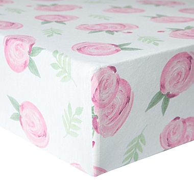 Copper Pearl&trade; Grace Premium Fitted Crib Sheet in Pink Flower. View a larger version of this product image.