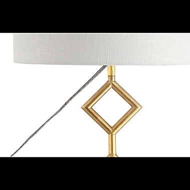 JONATHAN Y Diamante LED Floor Lamp in Gold with Linen Shade. View a larger version of this product image.