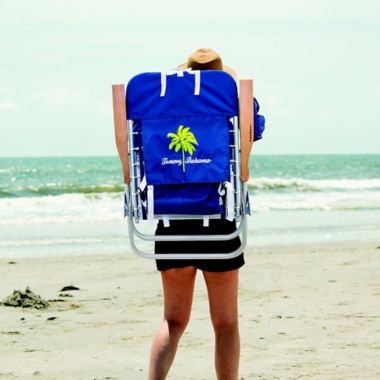 Tommy Bahama 4-Position Backpack Hi Boy Beach Chair in Blue. View a larger version of this product image.