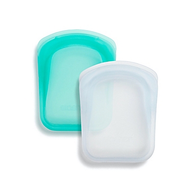 Stasher 2-Count 4 oz. Silicone Reusable Pocket Bags in Clear/Aqua. View a larger version of this product image.