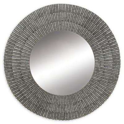 Ridge Road D&eacute;cor Modern Reflections 37-Inch Round Wall Mirror in Grey