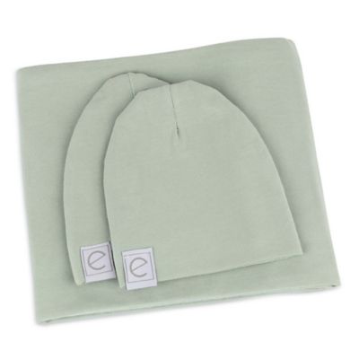 Ely&#39;s &amp; Co. Size NB &amp; 0-3M 3-Piece Swaddle &amp; Beanie Set in Sage