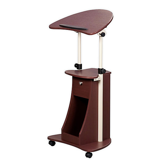 Alternate image 1 for Techni Mobili Deluxe Sit-to-Stand Rolling Laptop Desk Cart in Chocolate