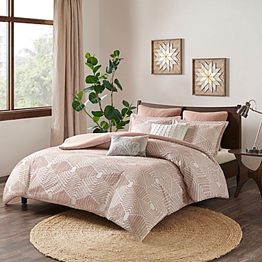 INK+IVY Ellipse 3-Piece Reversible Full/Queen Duvet Cover Set in Blush. View a larger version of this product image.