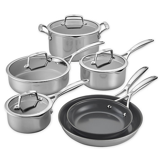 Alternate image 1 for ZWILLING® Energy Plus Nonstick Stainless Steel 10-Piece Cookware Set in Graphite Grey