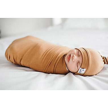 Copper Pearl&trade; Size 0-4M Camel Top Knot Hat. View a larger version of this product image.