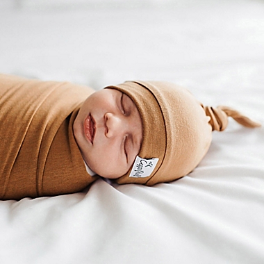 Copper Pearl&trade; Size 0-4M Camel Top Knot Hat. View a larger version of this product image.