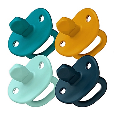 Boon JEWL Orthodontic Silicone Stage 1 Four-Pack  Pacifier in Blue. View a larger version of this product image.