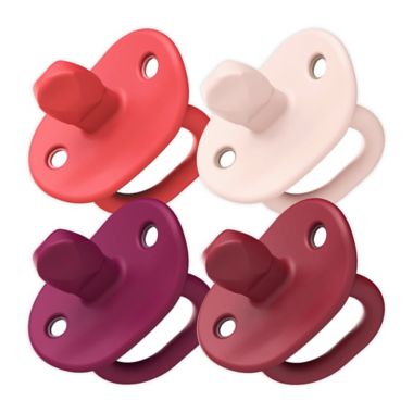Boon JEWL Orthodontic Silicone Stage 2 Four-Pack Pacifier in Pink. View a larger version of this product image.