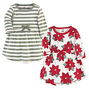 Touched by Nature Size 7Y 2-Pack Organic Cotton Poinsettia Holiday Dress Set