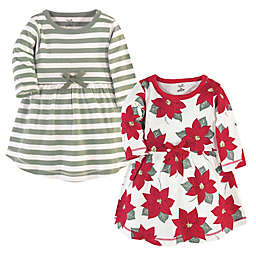 Touched by Nature Size 14Y 2-Pack Organic Cotton Poinsettia Holiday Dress Set