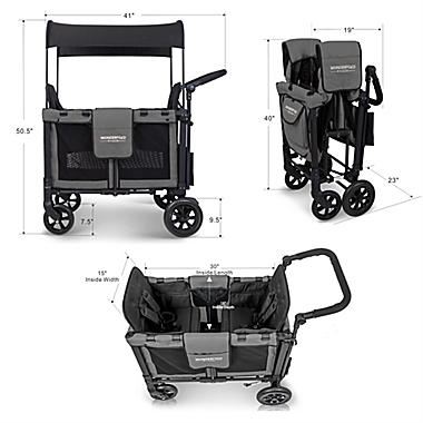 WonderFold Wagon W2 Double Folding Stroller Wagon in Charcoal Grey. View a larger version of this product image.