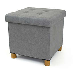 Humble Crew Folding Storage Ottoman with Tray in Grey