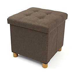 Humble Crew Folding Storage Ottoman with Tray in Brown