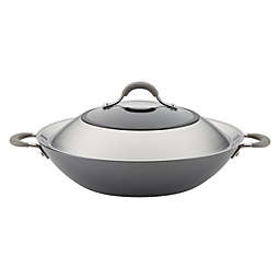 Circulon® Elementum™ Nonstick 14-Inch Hard-Anodized Covered Wok in Oyster Grey