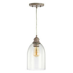 JONATHAN Y Fontaine Adjustable LED Pendant in Grey with Glass Shade