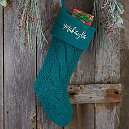 Cozy Cable Knit Personalized Christmas Stocking in Teal