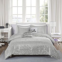 Intelligent Design Zoey Metallic 4-Piece Twin/Twin XL Triangle Printed Comforter Set