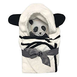 Panda 2-Piece Hooded Towel and Washcloth Set in Black/White