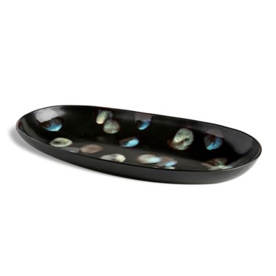 Carmel Ceramica&reg; Dappled 16.5-Inch Oval Serving Platter in Dark Brown