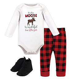 Hudson Baby® Size 3-6M 3-Piece Moose Wonderful Time Bodysuit, Pant and Shoe Set