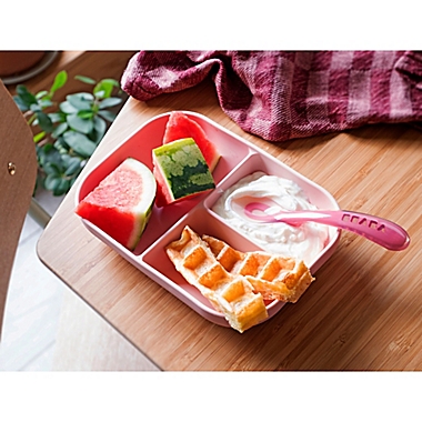 BEABA&reg; 2-Piece Silicone Suction Meal Set in Rose. View a larger version of this product image.