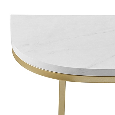Forest Gate&trade; Modern Curved Console Table in White Faux Marble/Gold. View a larger version of this product image.