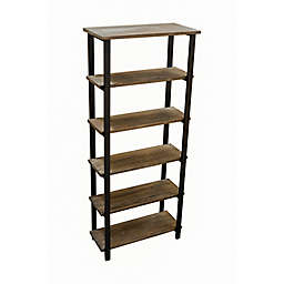 Alaterre Pomona 5-Shelf Metal and Solid Wood Bookcase in Natural