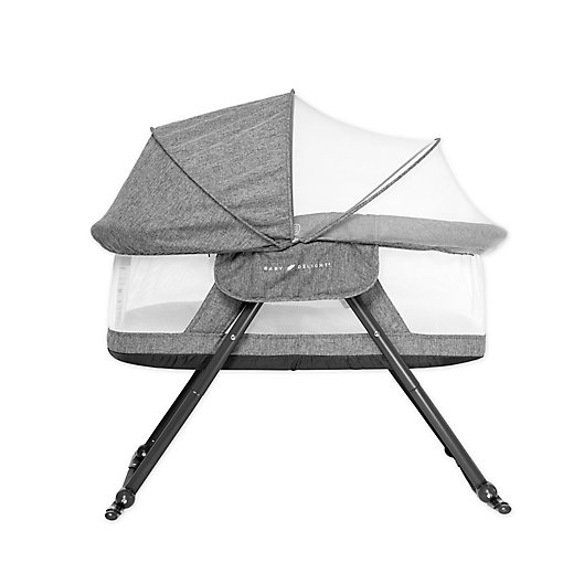 Alternate image 1 for Baby Delight® Go With Me™  Slumber Folding Travel Bassinet in Charcoal Tweed