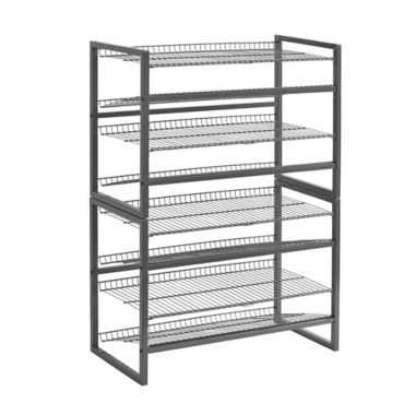 ORG&trade; Compact 4-Tier Shoe Rack in Grey. View a larger version of this product image.