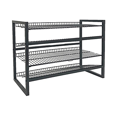 ORG&trade; Compact 4-Tier Shoe Rack in Grey. View a larger version of this product image.
