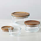 Alternate image 2 for Pyrex&reg; 6-piece Glass Food Storage Container Set with Wood Lids