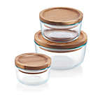 Alternate image 4 for Pyrex&reg; 6-piece Glass Food Storage Container Set with Wood Lids