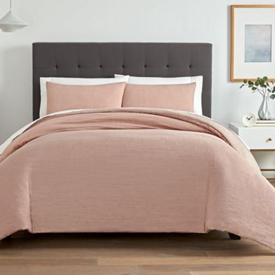Washed Twill 3-Piece Full/Queen Comforter Set in Blush
