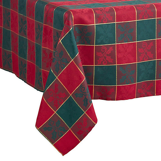 Alternate image 1 for Saro Lifestyle Royal Plaid Oblong Tablecloth in Red/Green