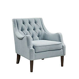 Madison Park Qwen Button Tufted Accent Chair in Dusty Blue