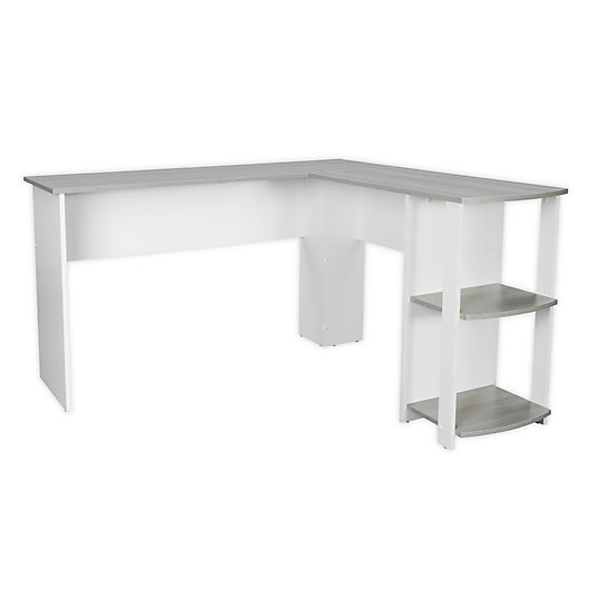 Alternate image 1 for Techni Mobili Modern L-Shaped Desk with Shelves in Grey/White